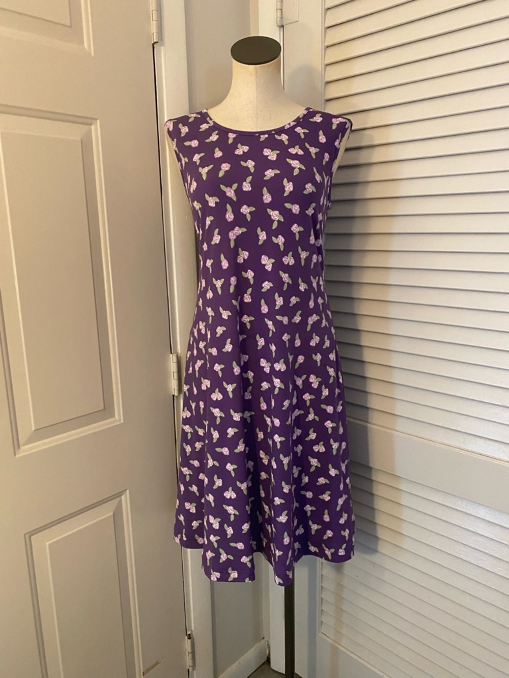 Vintage 1990’s “Blair” Purple Midi Dress with Floral Print- Size Medium - Picture 2 of 8